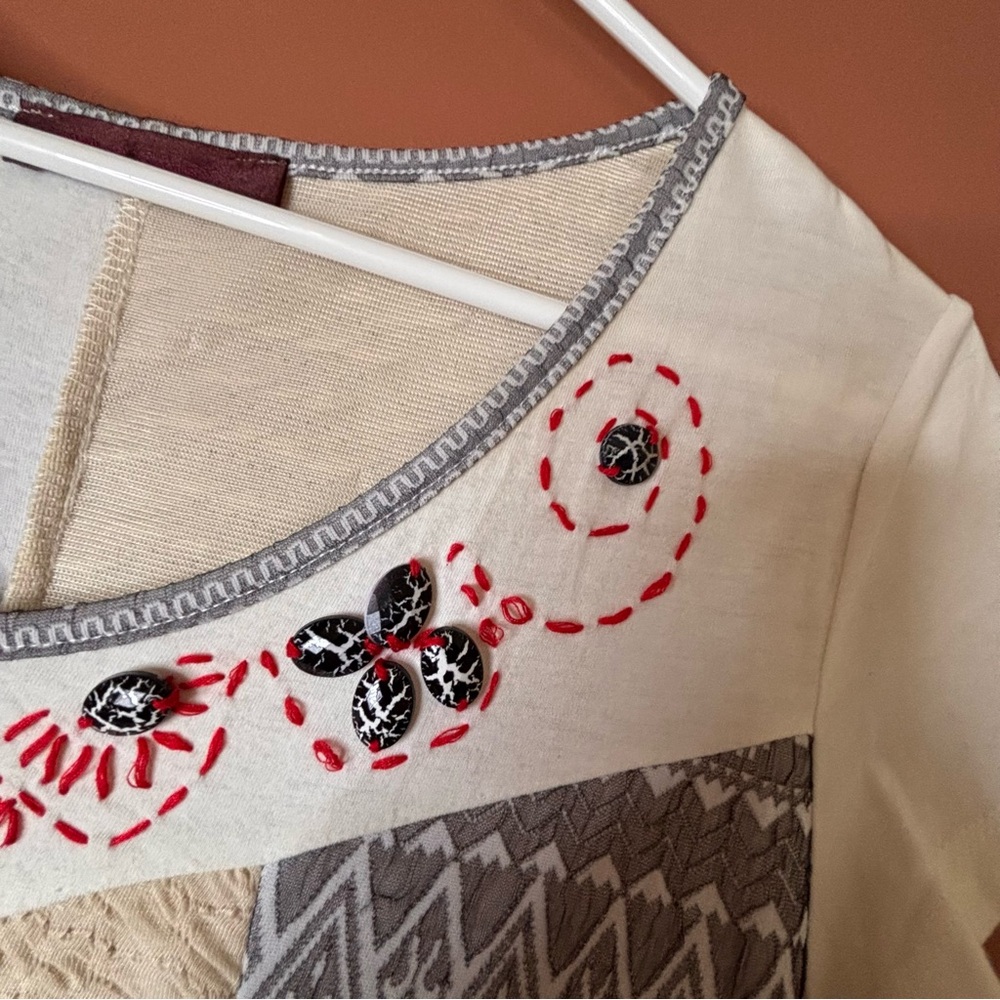 Boho Patchwork Dress With Geometric Patterns - image 4